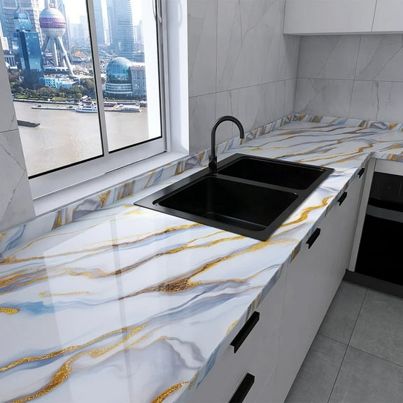 DIY 55cm Marble Self-adhesive Wallpaper Bathroom Kitchen Dining Room Cabinet Countertop Wall Sticker Waterproof And Mildew Proof