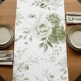 thumbnail image 5 of Sage Green Flower 70 Inch Table Runner, Watercolor Gradient Retro Floral Farmhouse Dresser Scarf Cotton & Linen Tablerunner for Dining/Kitchen Island/Holiday Party Décor 13" x 70", 5 of 9