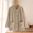 thumbnail image 5 of Hrsba Button Bed Jacket for Women Solid Color Fleece Lined Thick Long Sleeve Pj Tops, 5 of 6