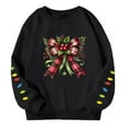 thumbnail image 6 of Girls Christmas Holiday Fashion Pullover Hoodie with Festive Bow Print Oversized Top for Fall and Winter Season Black 3-4 Years, 6 of 6
