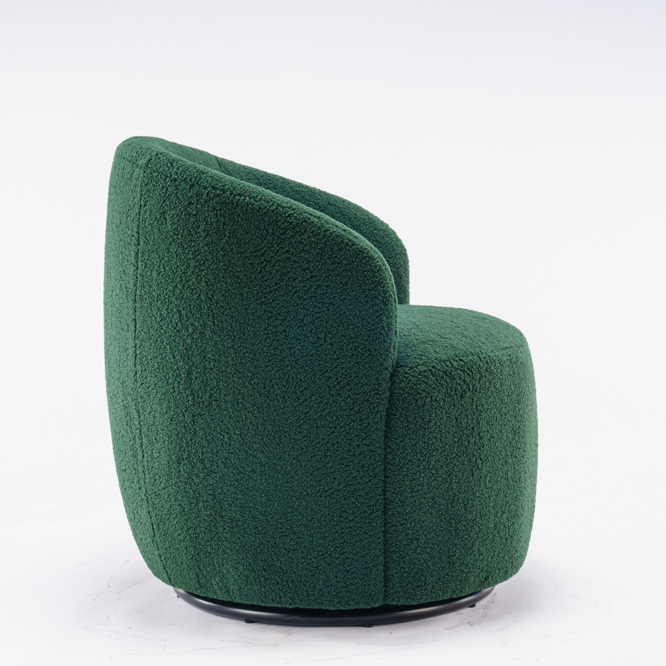 Noble House Arissa 26" Teddy Ergonomic Barrel Armchair, Swivel Reading Chair with Metal Base for Living Room, Dark Green