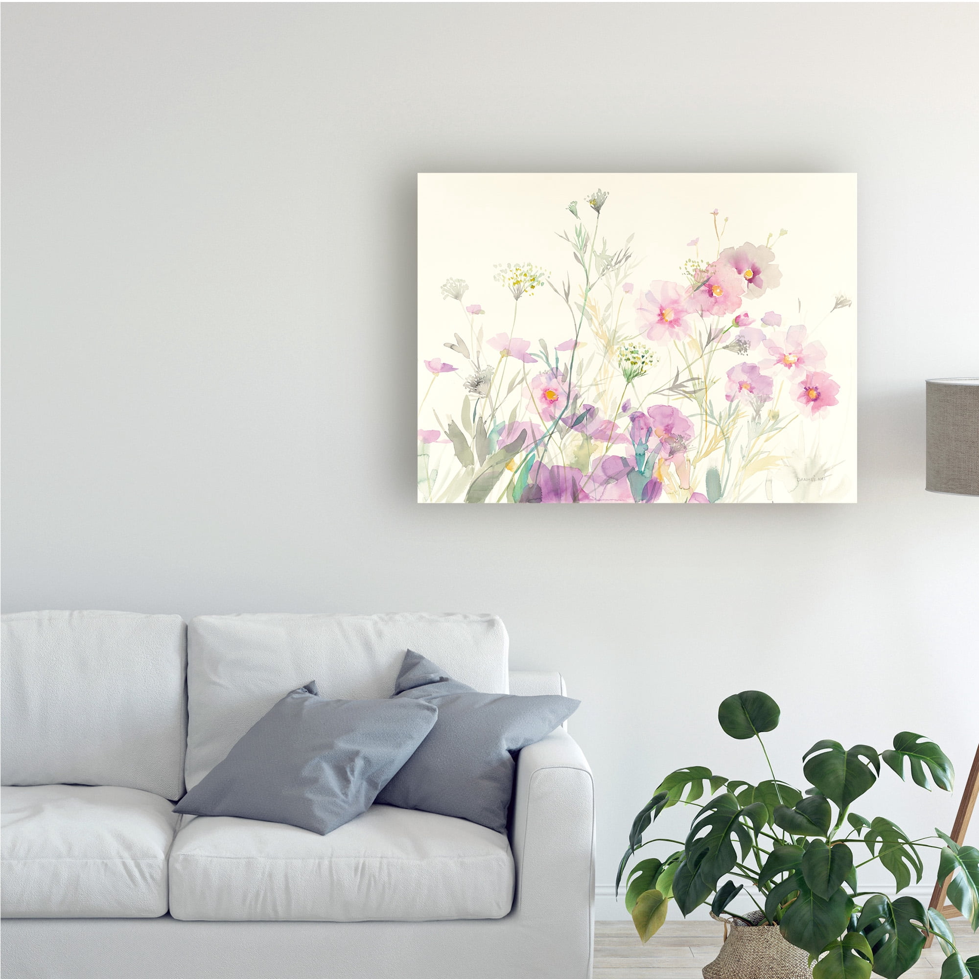 Trademark Fine Art 'Queen Annes Lace and Cosmos Painting' Canvas Art by Danhui Nai