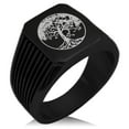thumbnail image 1 of Stainless Steel Tree of Life Needle Stripe Pattern Biker Style Polished Ring, 1 of 1