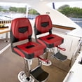 thumbnail image 2 of Costway Ensemble de 2 Sièges de Bateau à Dossier Bas Pliants Siège de Bateau de Pêche Vis en Acier Inoxydable Incluses Rouge, 2 of 10