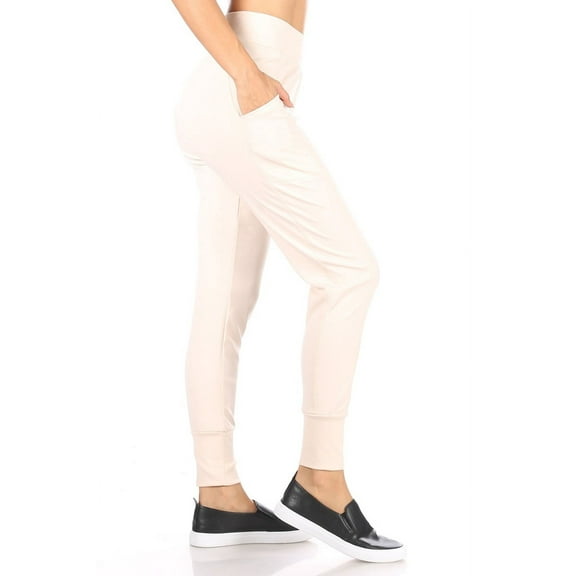 Tricot High Waist Slim Fit Joggers - Beige