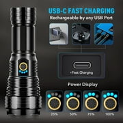 Rechargeable Flashlights 900000 High Lumens, High Power Led Flashlight, XHP70.2 Powerful Tactical Flashlight with Zoomable, 5 Modes, IPX7 Waterproof, Flashlight for Camping, Hiking, Emergencies