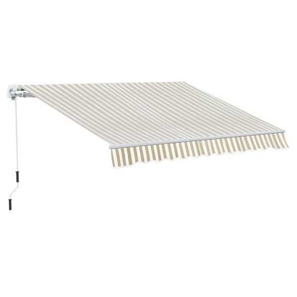 Outsunny Retractable Awning Manual Sun Shade Shelter Beige