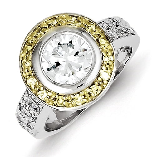 Bague en Argent Sterling Vermeil CZ Taille 6