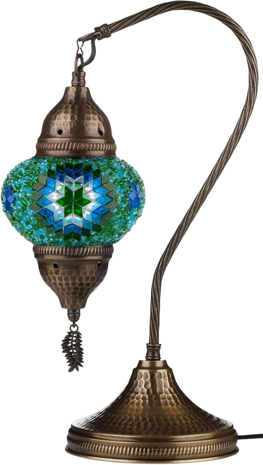 DEMMEX DIY Turkish Mosaic Lamp Making Kit – No Grout Needed – Fun, Easy, No Experience Required – Complete Mosaic Art & Craft Project Kit for Adults & Teens – Make Your Own Table Lamp (Turquoise)