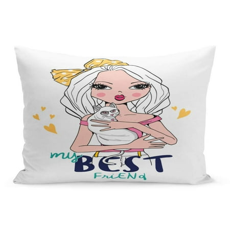 ECCOT Adorable Love Girl White Cat Paris Baby Beautiful Best Pillowcase Pillow Cover Cushion Case 20x30 (The Best Pillow For Girls)