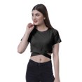 thumbnail image 2 of Moomaya Haut à Ourlet Croisé pour Femmes Manches Courtes Col Rond T-Shirt Blouse Hauts, 2 of 6