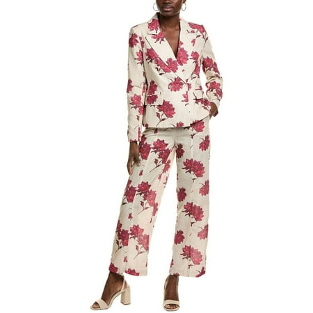 Nanette Nanette Lepore womens 2pc Linen-Blend Jacket & Pant Set, 6, Beige