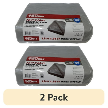 (2 pack) Hyper Tough 12 x 24 Medium Duty Tarp Gray
