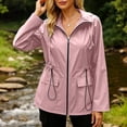thumbnail image 6 of TEAJOPSUU Women's Zip Up Jackets with Flap Pockets Waterproof Collared Drawstring Waist Long Sleeve Jackets Outdoor Casual Hiking Daily Coats Pink, 6 of 6