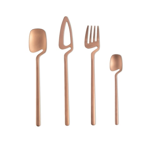 

Stainless Steel Polished Cutlery Set Forks Dessert Dinnerware Kitchen Silverware for Travelling Wedding Ceremony Camping Rose Gold