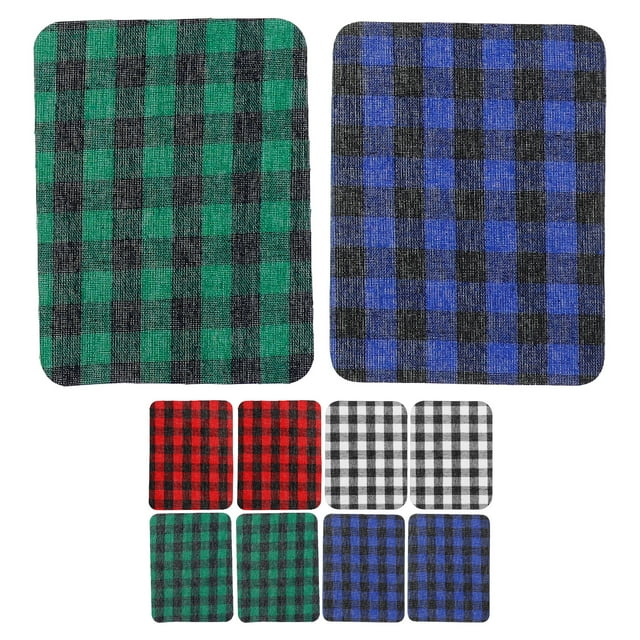 12 parches de tela a cuadros para planchar, parches para camisa a cuadros, falda a cuadros, zapatos, ropa, reparación y decoración de agujeros, decoración de reparación de pantalones vaqueros
