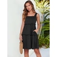 thumbnail image 4 of Vestido Caracilia, casual, de verano, cuello cuadrado, playa, negro, 4 of 6