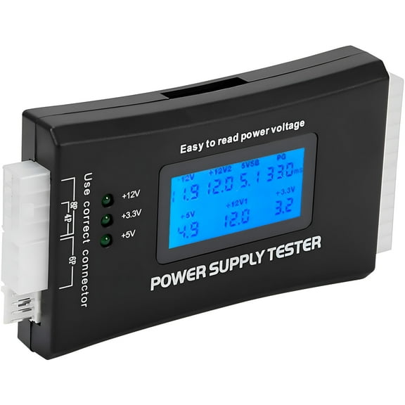 JacobsParts 20 4 Pin LCD Power Supply Tester for ATX, ITX, BTX, PCI-E, SATA, HDD