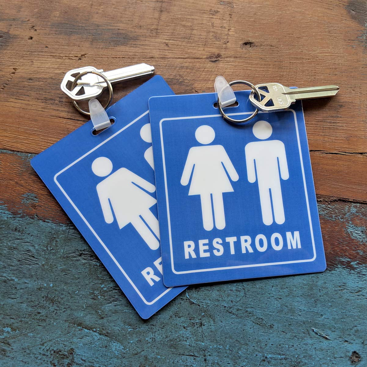 Flexible Bathroom Key Chains 2 Pack Restroom Pass Keychains 1 Mens / 1 Womens Flexible Bathroom Key Chains 2 Pack Restroom Pass Keychains 1 Mens / 1 Womens