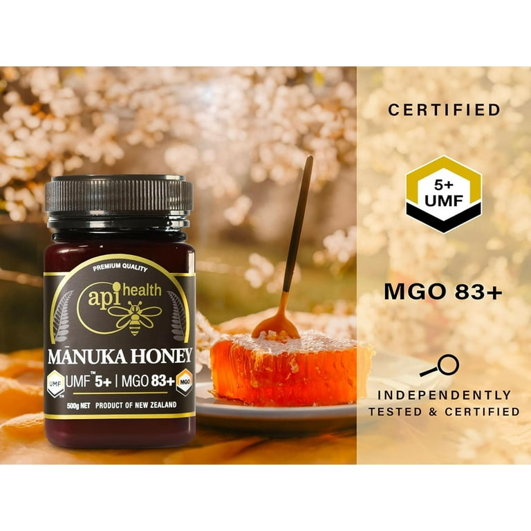 Manuka Honey UMF 5+ (MGO 83+) Pure New Zealand Honey, 1.1 lb (500g