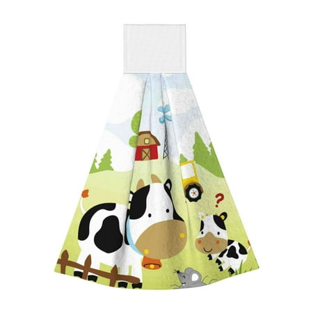 

Horeoi Farmfield with Cute Animals Print Coral Fleece Microfiber Hanging Hand Towel Absorbent Hand Towel Quick Dry Thicken Cleaning Cloths Wipes Rags for Kitchen & Bathroom