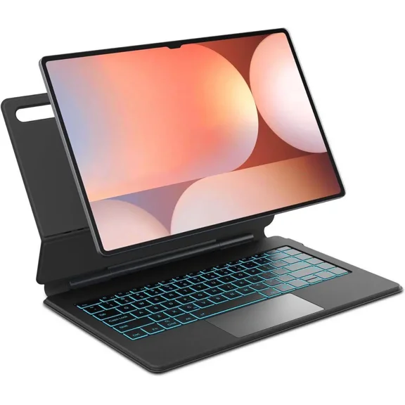 Keyboard Case for Samsung Galaxy Tab S10 Lite / S10 FE / S9 FE 5G 10.9 inch / S9 / S8 / S7 11 inch Magic Floating Cantilever Magnetic Stand, 3-Level 7 Color Backlit & Built-in Trackpad