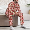 thumbnail image 5 of Wukai Cute Strawberry Men's Long-Sleeve Pajama Set - Comfortable Sleepwear with Button-Down Shirt and Pants-Large, 5 of 6