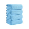 thumbnail image 2 of Soft Bath Towels, Large Coral Fleece Bath Towel, Highly Absorbent Plush Bathroom Towels for Adult, Quick Dry Towel for Beach, Pool, Hotel, Bathroom, Spa, Gym, Travel, Blue, 27.5x55.1 Inch, 2 of 4
