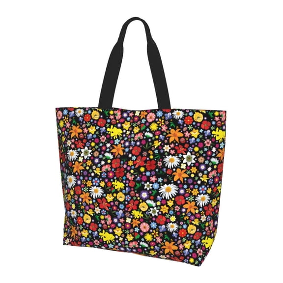 Yiaed Spring And Summer Flowers Print Handbag for Women Tote Purse Shoulder Bag Large Fashion Hobo Purse Handbag Shopping Tote