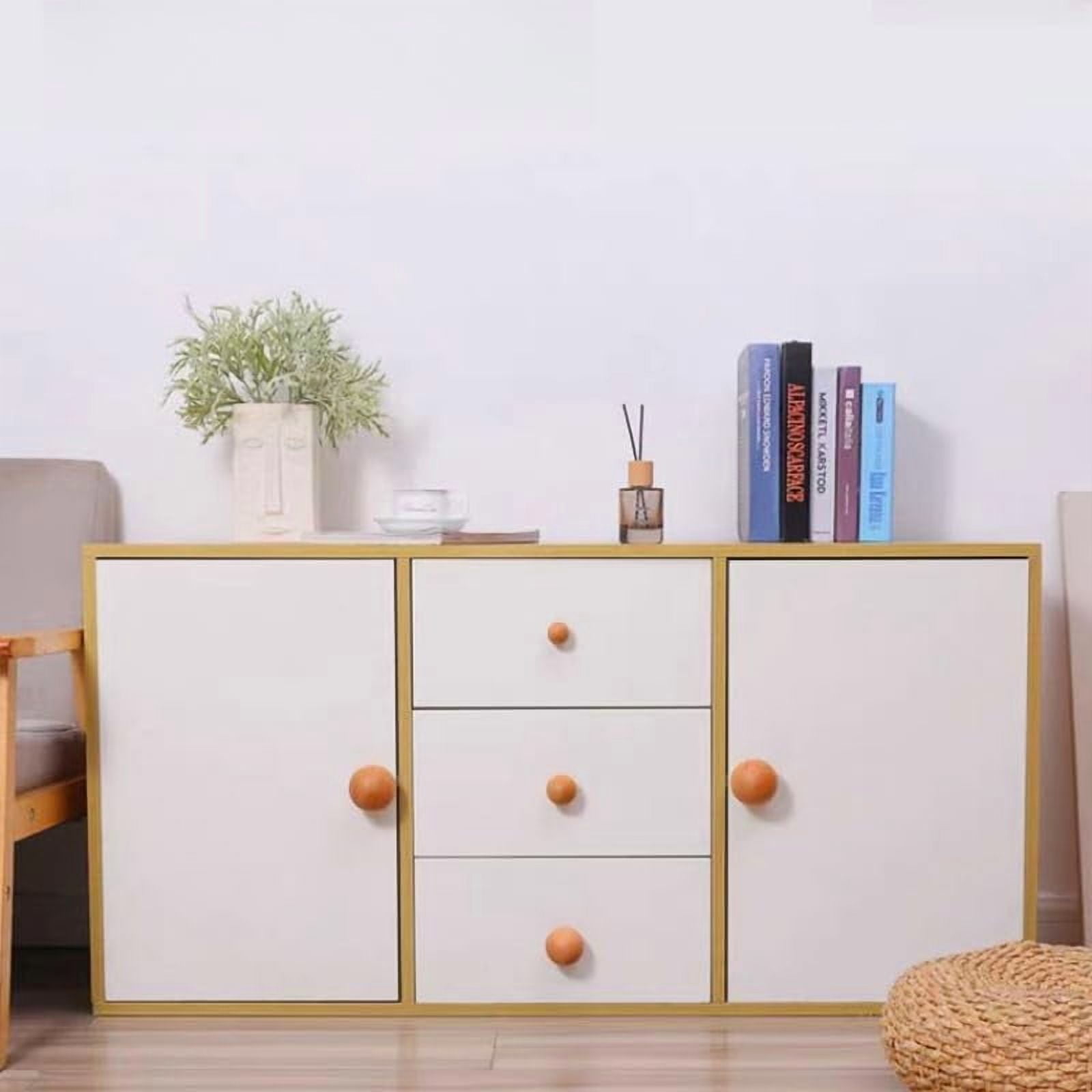 Gamvdout Cabinets Knobs 2Pcs Large Round Oak Drawer Cabinet Solid Wood Handle Wooden Wardrobe Door Log Cabinet Single Hole Handle 45Mm