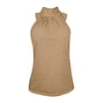 thumbnail image 5 of Endives Womens Tank Tops Halter Neck Top Casual High Neck Sleeveless Tshirt Beach Vacation Loose Fit Shirt Top Khaki, 5 of 7