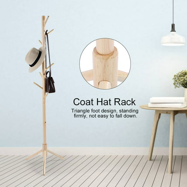 Coat Hat Rack, Floor Coat Rack Tree Style 176cm / 69.3inch Height Wooden Coat Hat Floor Stand, For Entrance