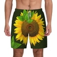 thumbnail image 2 of Picia Sunflower3 pattern Mens Swim Trunks with Compression Liner Stretch Beach Shorts Quick Dry with Zipper Pockets No-Chafing Board Shorts-Large, 2 of 9