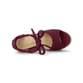 thumbnail image 3 of BLISSFUL STEP Women's Shoes Espadrilles Wedge Tie Up Ankle Strap Sandals Burgundy 9, 3 of 5