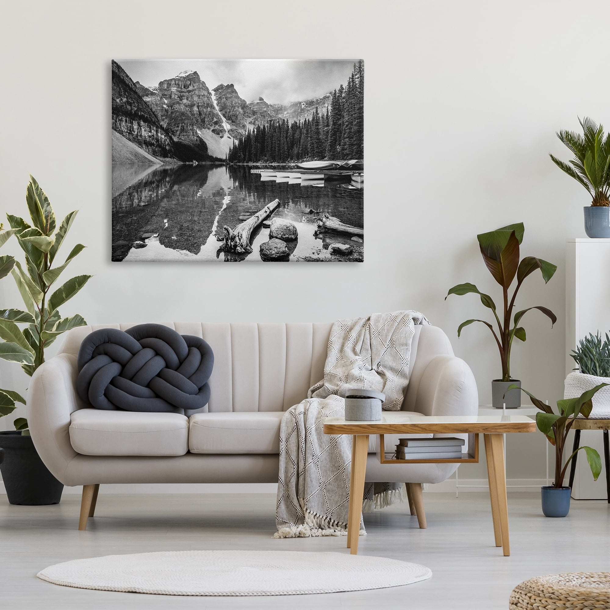 Stupell Industries Shallow Waters Mountain Range Landscape Docked Boats, 48 x 36, Design by Daniel Sproul