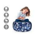 thumbnail image 2 of Winter Storage Toy Bag Chair, Various Different Ornate Snowflakes Blizzard Cold Season Xmas Themed, Stuffed Animal Organizer Washable Bag, Large Size, Pale Blue Dark Blue, by Ambesonne, 2 of 3