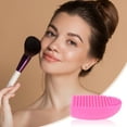 thumbnail image 2 of Unique Bargains 1 Pc Semi-oval Makeup Brush Cleaner Rose Red, 2 of 6