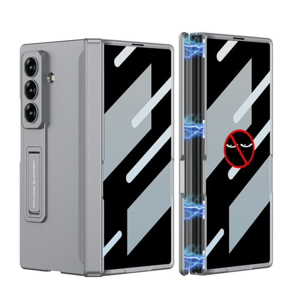 Decase Magnetic Case for Samsung Galaxy Z Fold 6 5G 2024 with Privacy Screen Protector,Adjustable Kickstand and Hinge Protection,Elegant Anti-Scratch All-Inclusive Protective Case,Gray