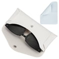 thumbnail image 1 of Funda de gafas de cuero con botón y paño de limpieza para hombres y mujeres, estuches para gafas de sol (blanco), 1 of 6