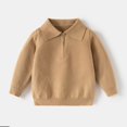 thumbnail image 5 of BMYJ Boys Collared Quarter Zip Knit Pullover Sweater, Polo Neck Long Sleeve Casual Sweater, Soft Knit Pullover for Toddler Boys, School Daily Fall Sweater (Khaki, 7-8 Years), 5 of 6