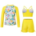 thumbnail image 3 of Lanbubble Girls Swimsuit 3-Piece Zip Long Sleeve Rash Guard Bathing Suits Bikini Boyshort Set Summer Swimwear 11-12 Years, 3 of 9