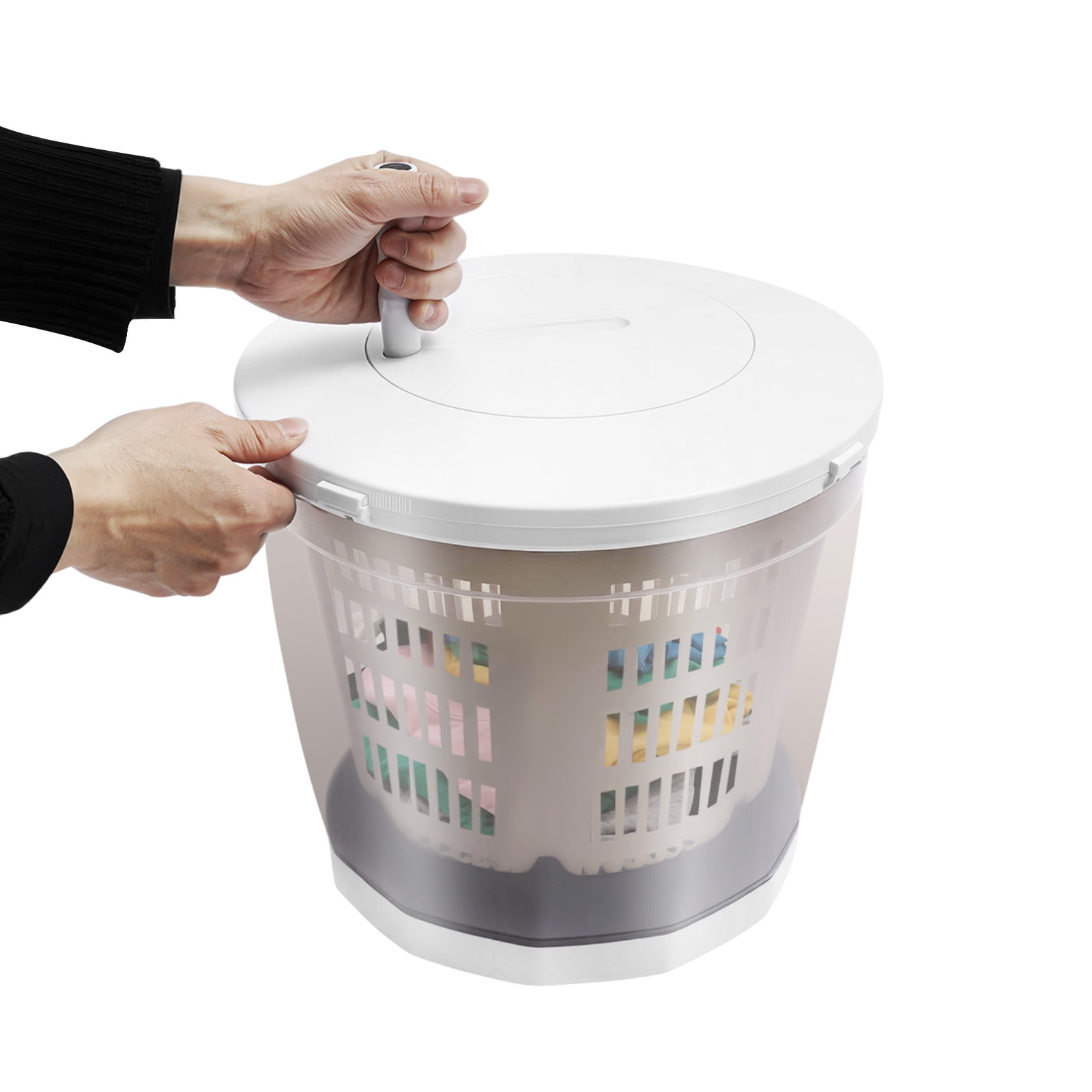 2-in-1 Hand Operated Washing Machine Spin Dryer Manual Clothes Washer For Travel Gray