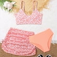 thumbnail image 2 of NIEWTR Girls Spring Summer Swimwear 3-Piece Swimsuit Set Swimsuit Skirt Outdoor Sun Protection Set(Orange,12-13 Years), 2 of 6