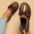 thumbnail image 5 of Willtoo Women's Chunky Heel Loafers with Bow, Slip On Platform Shoes, Solid Color Comfortable Loafers for Casual and Business Wear Khaki, 5 of 6