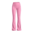 thumbnail image 4 of Sunnin Solid Color Fleece Lined Pants High Waist Yoga Workout Stretch Flare Leg Winter Wear, 4 of 8