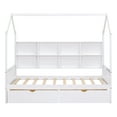 thumbnail image 4 of Wooden Twin Size House Bed with 2 Drawers and Storage Shelf, White, 4 of 9