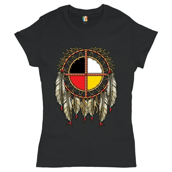 Tee Hunt The Medicine Wheel Dreamcatcher T-Shirt Native American Symbol Women's T-Shirt Tee