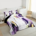 thumbnail image 3 of jejeloiu Retro Splash Ink Full Size Comforter Sets,White Purple Bedding Sets For Adult Reversible 3-Piece, 3 of 8