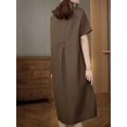 thumbnail image 3 of Robe Chemise en Coton - Manches Courtes Mi-Longue Robe de Soirée - m / Vert, 3 of 4