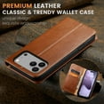 thumbnail image 7 of Feishell for iPhone 17 Pro Max Wallet Case,Premium PU Leather Magnetic Closure Folio Flip Kickstand RFID Blocking Credit Card Slots & Cash Pocket Shockproof Business Classic Phone Case,Brown, 7 of 7